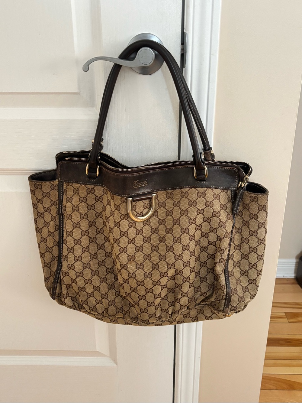 Gucci D Ring Brown Monogram Canvas Tote Bag